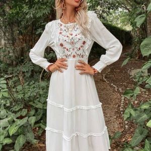 Copy White floral midi dress